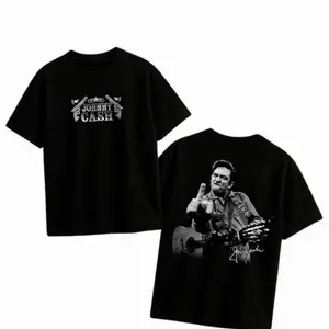 Johnny Cash Signature Tee, The Man in Black Heavy Cotton Graphic T-Shirt, Country Music Style, Unisex Top for Music Fans G