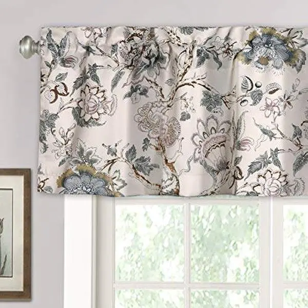 H.VERSAILTEX Blackout Valances for Kitchen/Bathroom Rod Pocket Decoration Winow Curtains, 52" W x 18" L, Flroal in Sage and Brown