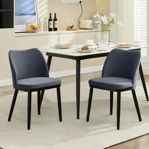 Dining Chairs Set of 2, Upholstered Fabric Side Chairs with Padded Seat and Wood Legs, Modern Dining Room Chairs for Kitchen, Living Room, Restaurant
