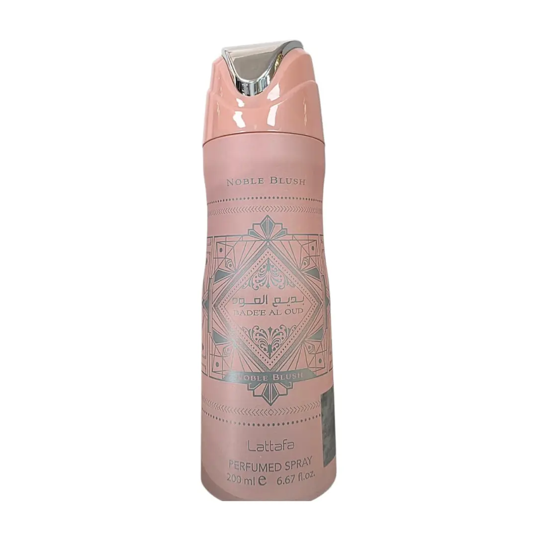 Lattafa Badee Al Oud Noble Blush Unisex Fragrance Body Spray Deodorant, 200ML Pineapple-Pepper Aroma Blend, Non-Aerosol Refreshing Spray-On Bath & Body Care for Evening Use & Smooth Skin, Deodorant Spray Deodorants