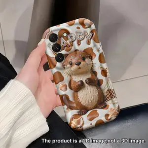 Phone Case - 2D Plane.Drop And Scratch Resistant Phone Cases for Samsung Galaxy A05/A13/A15/A16/A26/A31/A33/A35/A36/A53/A54/A55/A56A71/A72/A73/S26/S25/S24/S23/S22/S21/S20/5G/Plus/Ultra/Fe Cute Otter Surrounded by Shells And HAPPY Text