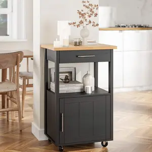 Kitchen Island Cart With Storage,Rolling Kitchen Island Side Table On Wheels With Worktop,Single Door Storage Cabinet And Drawer For Kitchen,Dinning Room, White