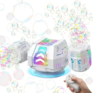 Rechargeable Dual-Nozzle Bubble Machine with Remote, 30,000+ Bubbles/Min, RGB Light Automatic Bubble Maker for Kids, Parties, Weddings & Outdoor Fun