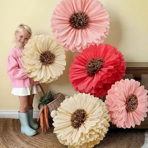 5 count 30'' 24'' Giant Fairy Tissue Paper  Decoration Large  Tissue Paper Pom Poms Decor for Fairy Garden Birthday Bachelorette Wedding  Shower Bridal Shower Party Decoration