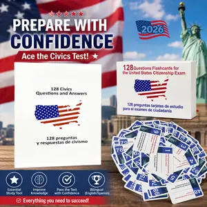US Citizenship Flash Cards 2026-128 USCIS Civics Questions & Answers, Civics Test Flash Cards Bilingual Booklet Combo Set - Tarjetas de ciudadania 2026 inglés y español, Naturalization Study Guide