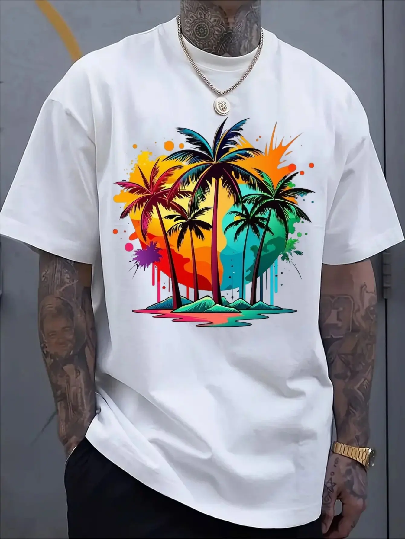 Men's Short-Sleeve T-Shirt - Round Neck Casual & Athletic Wear Suitable for Travel, Gym, Beach, Running Training| Breathable - Shirt with Minimalist, Machine Washable Regular Fit for Outdoor & Everyday Use