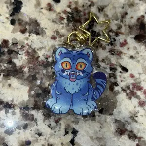 Silly Tiger Keychain - Blue Tiger Design with Star Charm, Ideal for Keychains and Bags