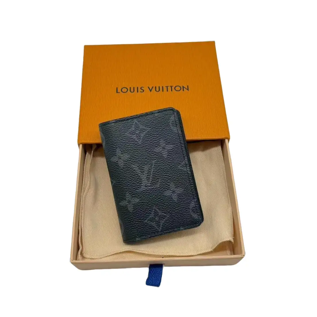 Pre-owned Louis Vuitton Coated Canvas Small Leather Goods Eclipse Monogram Pocket Organizer Card Holder