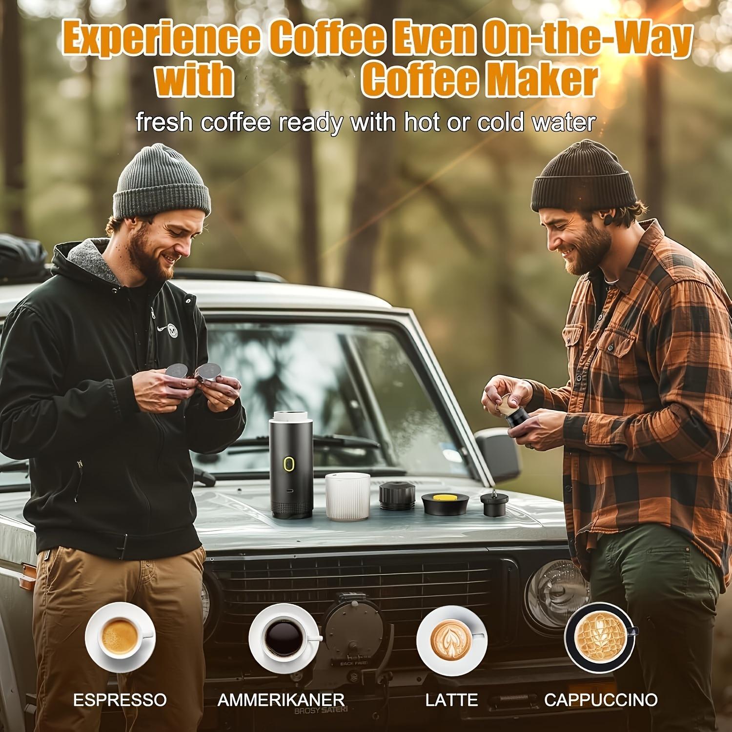 Travel Coffee Maker 3-in-1 | Portable Espresso Machine for Camping & Outdoor | Fast Brew in 60 Seconds