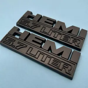 2x 3D Matte Black Hemi 5.7LITER Emblem Side Fender Door Badges Fit For RAM 1500