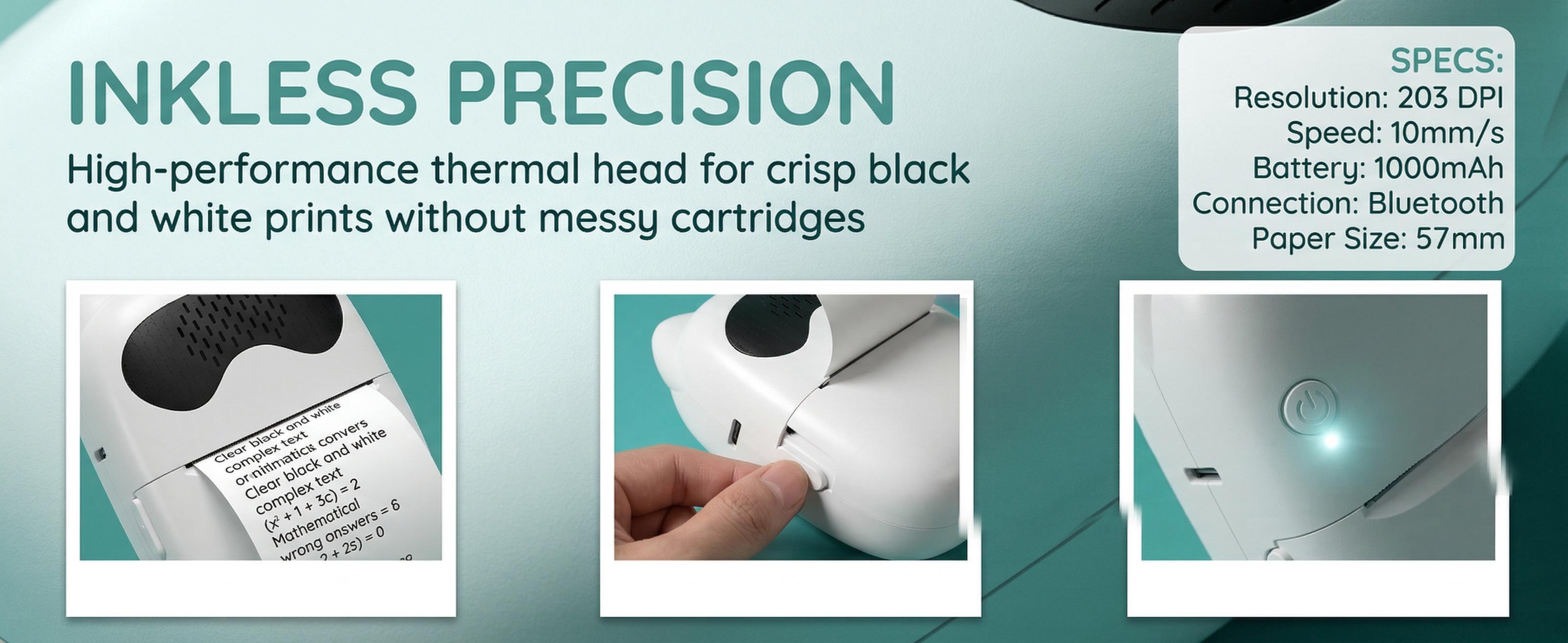 Smart Voice Control Thermal Printer, Bluetooth Portable Mini Printer, Inkless for Students, Office & Scrapbooking-YY