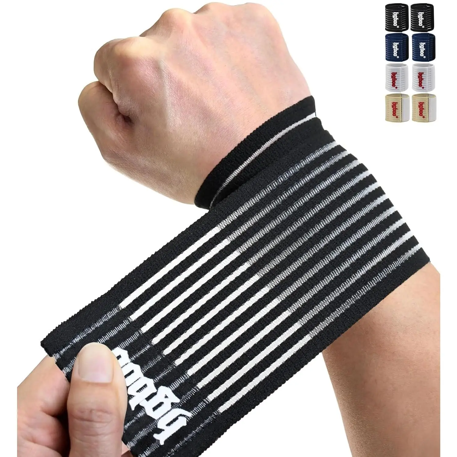 Compression Wrist Bands (2 PCS), High-Elastic Straps Wrist Wraps Wrist Brace for  Weightlifting Tennis Basketball    - Breathable Fabric (Black)
