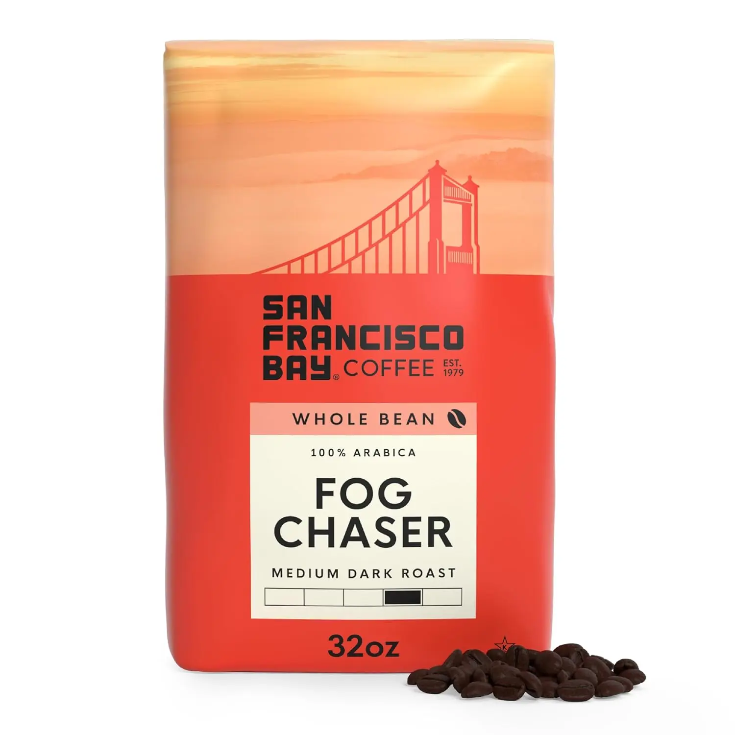 San Francisco Bay Coffee Fog Chaser Medium-Dark Roast Whole Beans - Freshly Roasted, Moderately Sweet, Natural Ingredients (2 lb Bag) - Hazelnut, Decaf, Cinnamon Swirl Options, Coffee Beans, Hazelnut Coffee Beans/Tea Leaves, Freshly Roasted Coffee Beans/T