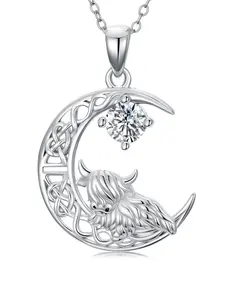 S925 sterling silver women's Celtic moon mountain cow necklace pendant suitable for any holiday gift