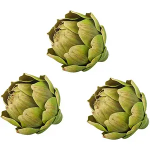 3Pcs Large Green Faux Artichokes Artificial Vegetables Decor for Decoration Bowls Kitchen Party Home Table Decorations