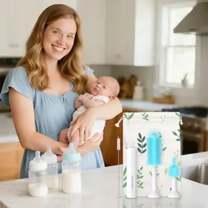 New Multifunctional Rechargeable Electric Baby Silicone Bottle Brush Set, Cleaning Brushes for Water Bottles and Cups, Essential Baby Care Tool, Newborn, Bottle Cleaner