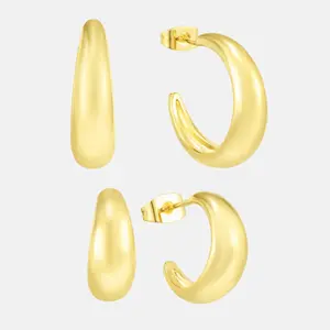 EVRY JEWELS Gold or Silver Plated Women's Waterproof Kendall Hoops