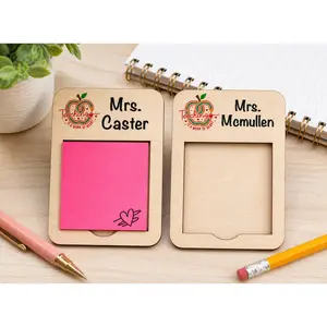 Personalized Teacher Sticky Note Holder | Custom Wood Desk Organizer
