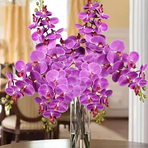 6PCS Artificial Simulation 9 Head Phalaenopsis Real Touch Butterfly Orchid Fake Cymbidium Stems for Engaged Wedding Bride Holding Flower Spring Summer Indoor Home Garden Decoration Flower Arrangement Centerpiece Winter Christmas Decor Valentine's Day Moth