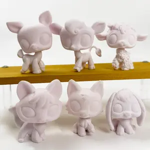 6 Pcs Unpainted Blank Forest Animal Figurines DIY Painting Kit, Matte White Vinyl Deer, Lamb, Fox, Bunny Statues, Customizable Blank Pet Figures for Kids Handcraft, Paint Your Own Animal Toy, Art Craft Gift for Boys & Girls