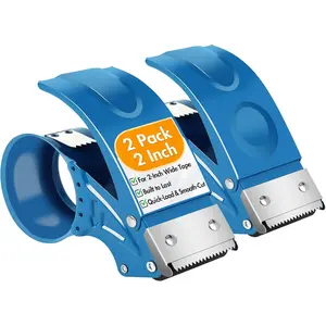 2 Pack Heavy Duty Packing Tape Dispenser Gun, Fits Packaging Tape up to 2 Inches Wide with 3-Inch Core, Adjustable Brake Tape Gun for Shipping, Moving, Office & Warehouse
