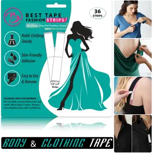 Best Tape Fashion Strips – 50 Double-Sided Clothing & Body Tape Strips | Gentle, Skin-Safe Adhesive | Invisible, Strong Hold for Dresses, Tops, V-Necks & More (½ x 3") - Soft Hold for Fine Fabrics