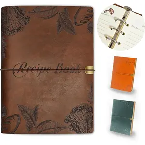 Blank Recipe Book To Write Your Own Recipes Leather Recipe Journal Holds 150 Long & Short Recipes Brown