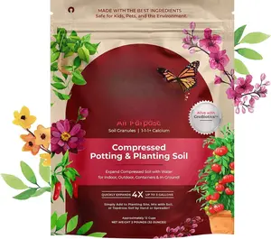 Compressed  Potting Soil for Garden, s & Vegetables - Expands 4x When Mixed with Water - Indoor or Outdoor Use -   Mix Derived from  Coconut Coir & Worm Castings Fertilizer