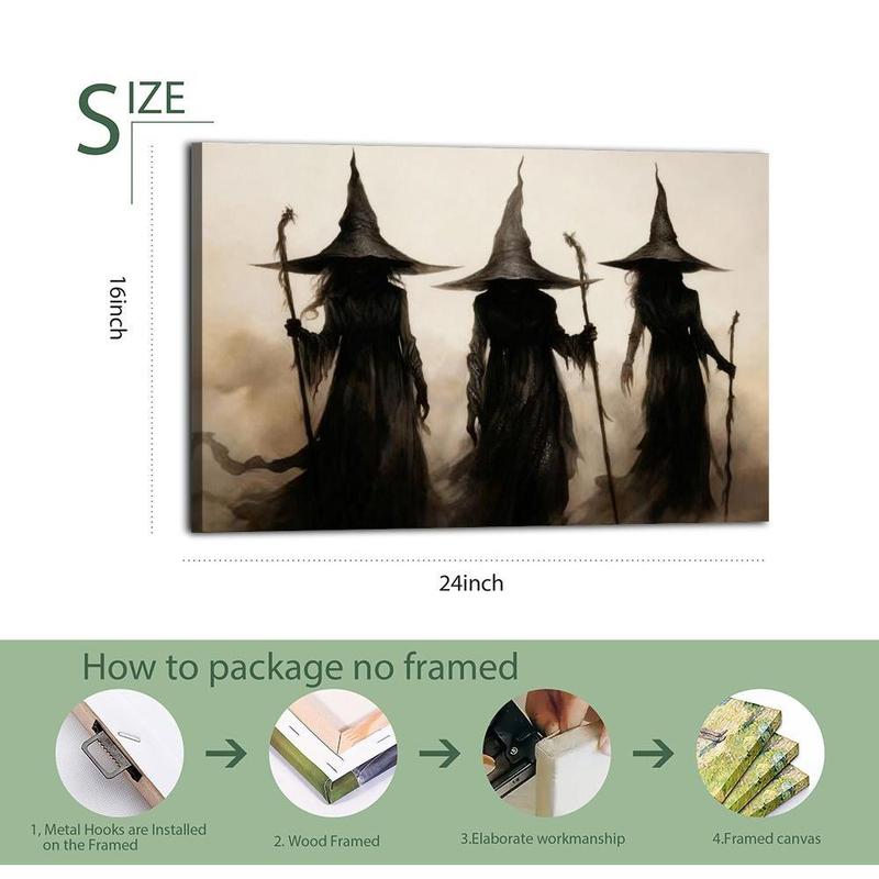 Shadows of The Arcane Triad HomeDecor WallArt LivingRoom Canvas for Bedroom Decor Canvas Poster Aesthetic Office Bathroom Painting Picture Print Modern Family Vintage Witchy Halloween Posters