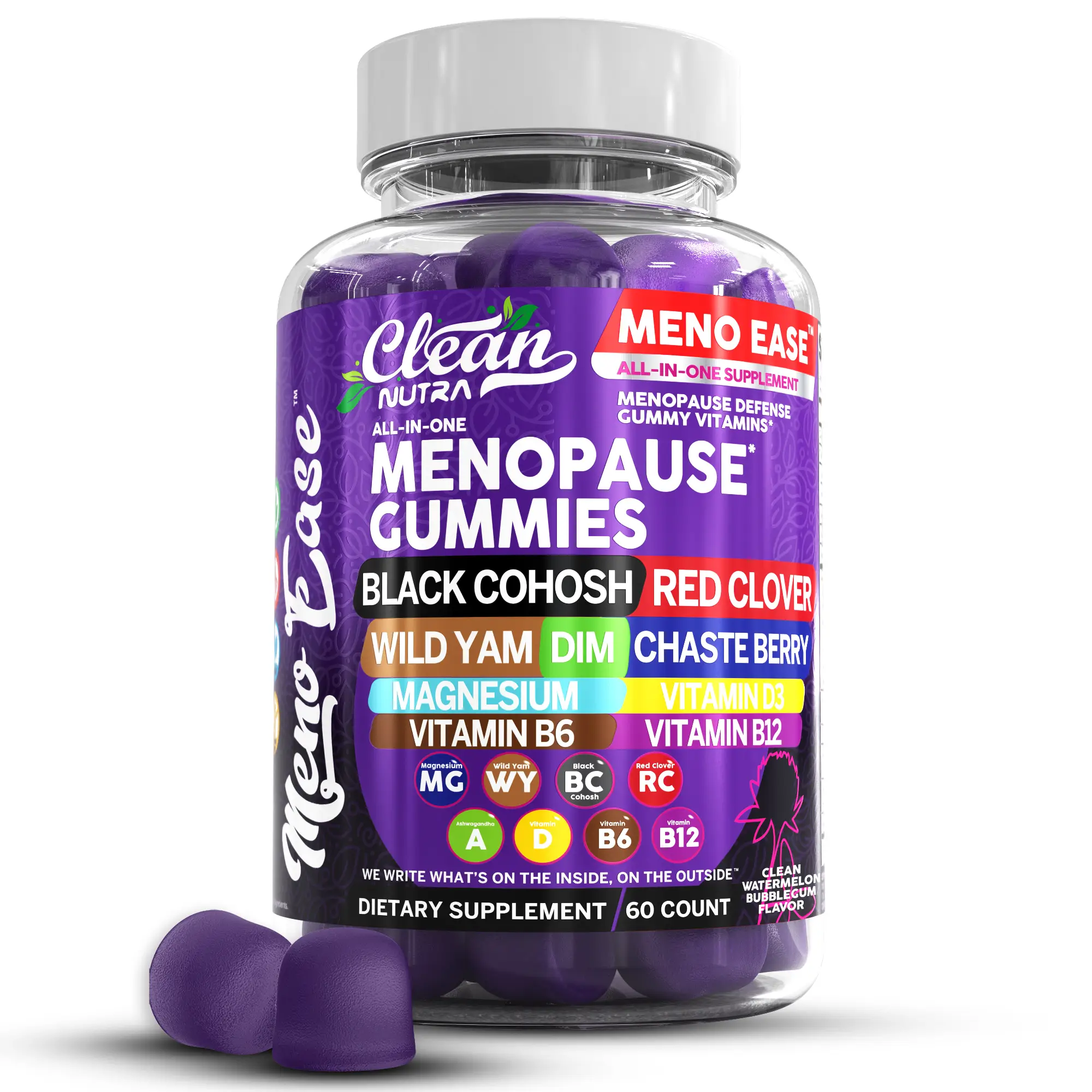 Menopause Supplement for Women Gummies | Black Cohosh, Wild Yam, DIM, Magnesium, Red Clover Chasteberry Balance Relief Night Sweats Mood Bergamot