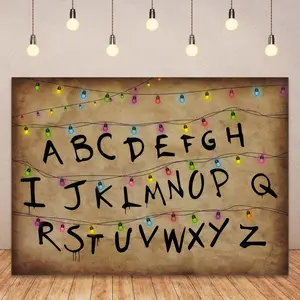 2D Flat Banner 1pc, Colorful Light String Country Letter Background, Birthday Party Decoration Cake Table Banner Photo Booth Prop