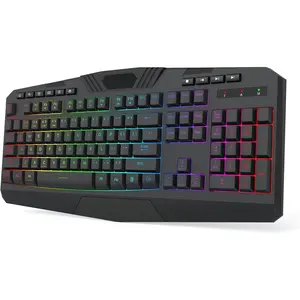 K503  Gaming Keyboard, 3-Mode (2.4G/BT/USB), RGB LED Backlit, Multimedia , Fully Programmable Silent Membrane Keyboard with Wrist Rest for Windows PC  (Black)