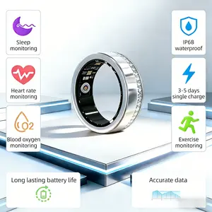 Trendy Stainless Steel Smart Ring Multifunctional Fitness Tracker Heart Rate Blood Oxygen Monitor Sleep Health Activity Tracker For Men Women Daily Wear