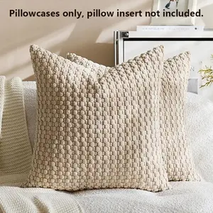 Ultra-Soft Bohemian Striped Waist Cushion Covers, Decorative Corduroy Pillow Cases, Sofa Bed Car Decoration, Bedroom Decorative Accessories, 16x16, 18x18, 20x20 Inches