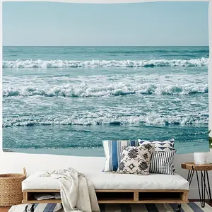 Landscape Ocean Waves Tapestry Wall Hanging, Polyester Decorative Tapestry for Living Room, Bedroom, Dorm Wall Decor, Indoor Use, Woven Wall Art for Party Decorations, Valentine's Day, Holiday and Birthday Gifts