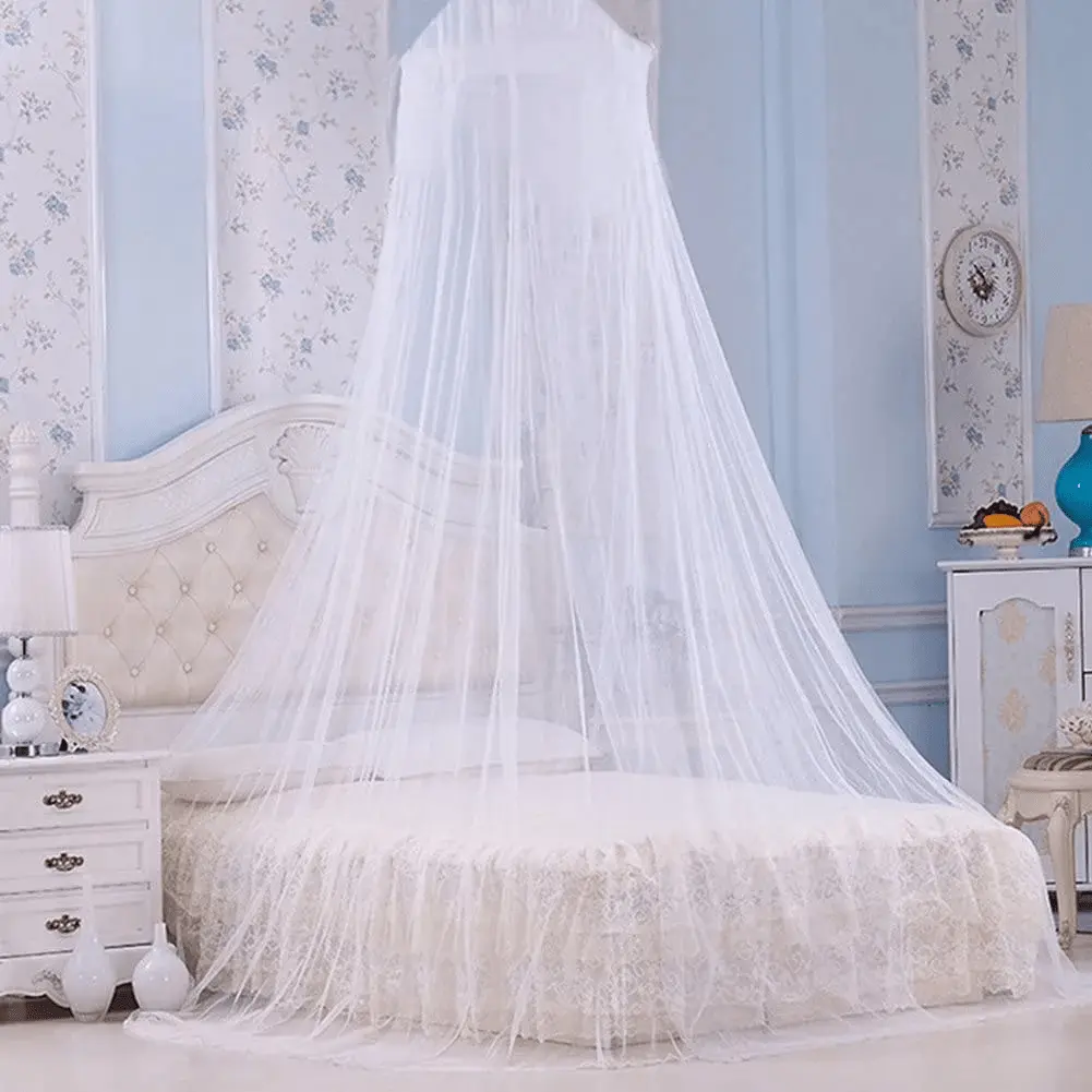 Universal Dome Mosquito Mesh Net Easy Installation Hanging Bed Canopy Netting for Single to King Size Beds Hammocks Cribs(White)