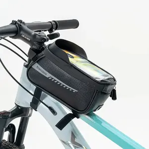 Mountain Bike Handlebar Bag, Bicycle Bag, Large Capacity Storage Pouch, Touchscreen Phone Compatible, Cycling Accessories for Mountain Bikes