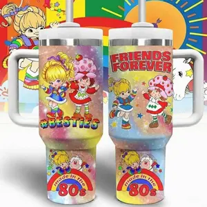Strawberry Shortcake And Rainbow Brite Cartoon Custom Cup 40 oz 20 oz Tumbler With Handle