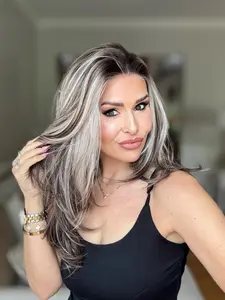 AISOM Jenna Iced Mocha Layered Straight 13x4 Free Part Lace Front Wig with Scandinavian Hairline Heat Friendly Synthetic Hair Low Density 20 Inches