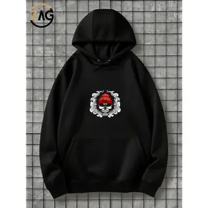 Sports Novelty Print Graphic HoodieSkull with Red Beanie Hoodie for Men Trendy Graphic Design Fashion - Unisex, hooded sweatshirt, front pocket design, Brother Teenage Mom Dad Halloween Birthday Christmas Gift Valentine's Day Boyfriend Girlfriend