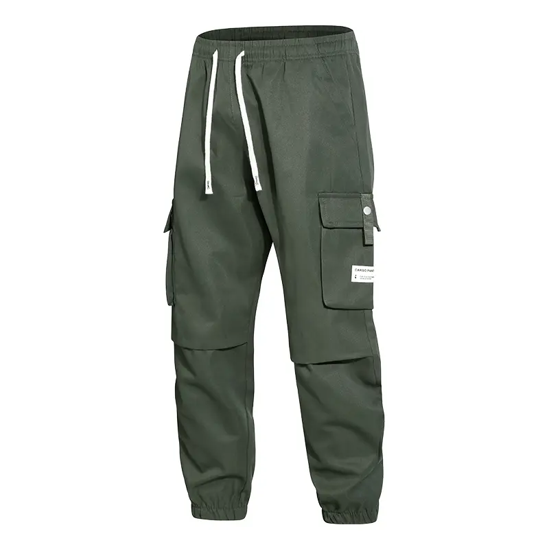 Men’s Cargo Jogger  — Multi-Pocket Zippered Design,  Street Style, Solid Color, Elastic Waist, Retro, Versatile, Four-Season Wear bottom clothing  men Casual Loose-Fit Drawstring Pants Baggy Wide Leg Sweatpants slacks
