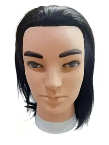 Men's Hairdressing Mannequin Head, Realistic Full Hair for Styling, Barber Training Dummy, Natural Hair Color, Hairstyle Practice Tool