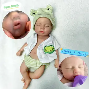 32cm Silicone Bebe Reborn Doll With Closing Eyes, With 2pcs Outfits, 3D Painting Skin, Mouth Available To Be Opened, Waterproof Silicone Doll, Lifelike Realistic Reborn Dolls As Family Gift