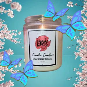 K. Rose Japanese Cherry Blossom Scented Candle - Decorative Candle with Cherry Blossom Scent for Home Decor