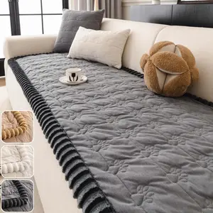 Thick Quilted Sofa Cover, 1 Count Soft Non-Slip Couch Cover, Washable Pet Sofa Protector with Paw Pattern for Sectional Sofa