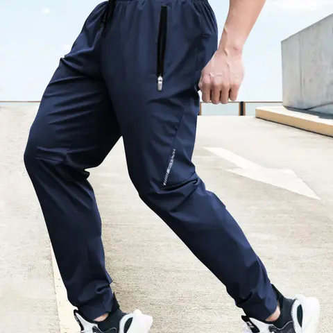 Men's Letter Print Jogger Pants with Zipper Pockets and Drawstring, Streetwear Joggers, Regular Fit Casual Soft Comfortable Breathable Trousers for Daily Wear, Men's for Spring & Fall, Casual Sports Trousers, Sporty Athletic Trousers