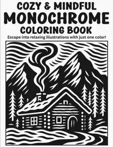 Cozy & Mindful Monochrome Coloring Book: Escape into Relaxing Illustrations with Just One Color!