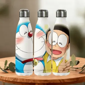 1pc 18oz thermos cup, Cartoon Doraemon stainless steel thermos cup, water bottle, portable straw cup, outdoor cup, accompanying cup, coffee cup, cup set-Christmas Valentine's Day gift (straw in the cup) , suitable for gift giving