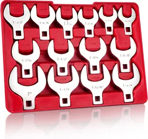 14-  Crows Foot Wrench Set, 1/2" Drive Big Crowfoot Wrench, SAE, 1-1/16" - 2" mm, CR-V Steel
