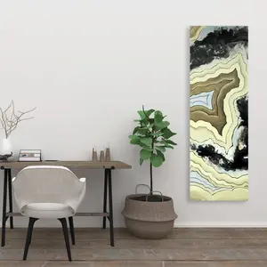 360 Stand Black Abstract Lace Agate Artistic Wall Print - 20x60in Minimalist Modern Abstract Art Decoration, Home & Room Artwork Agate Texture Wall Decor